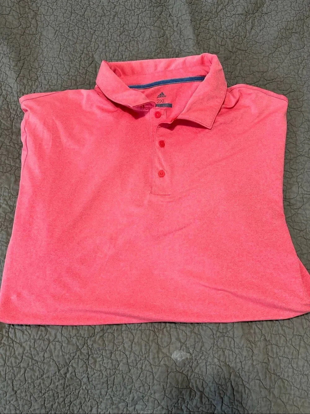 Adidas Men's 2XLarge Performance Golf Polo Shirt Melon/Pink Heather w/ Logo A868